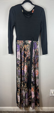 Groovy Vintage Black & Purple Print Maxi Dress Melissa Lane Small