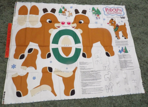 Rudolph the Red Nosed Reindeer Fabric Panel Christmas Stuffed 16" New - Afbeelding 1 van 3
