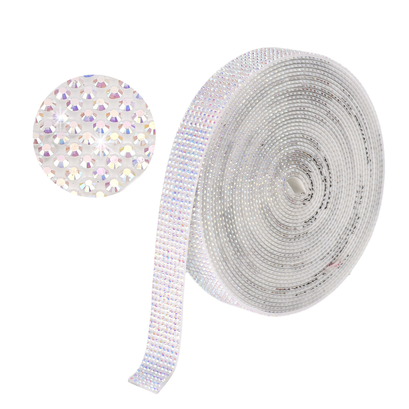 Self Adhesive Rhinestone Strips 6 Yards 0.6 Inch for Craft,Beige AB