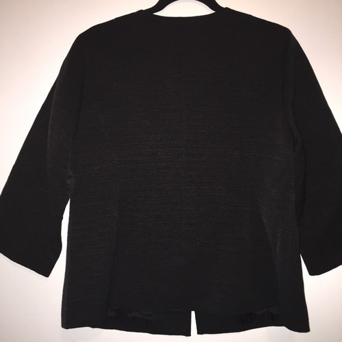 LN Eileen Fisher Chaqueta Negra Texturizada Bolsillos Blazer Topper Mediana M 1 Botón - Imagen 4 de 7
