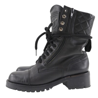 CHANEL Sports line Leather Boots 35 Black Authentic Women CHANEL Sports line Leather Boots 35 Black Authentic Women