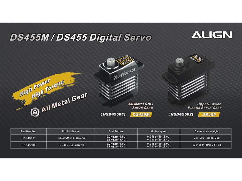 Ausrichtung DS455 Alle Metall Getriebe Digital Servo ( Ruder ) :HSD45502T - Bild 3 von 3