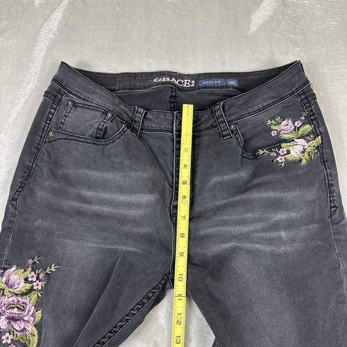 Grace in LA Jeans Womens Size 32 Easy Fit Denim Skinny Ankle Embroidered Flowers - Picture 6 of 11