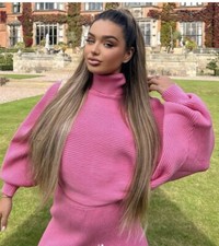 BNWT Zara Pink High Neck Sweater & Knit Mini Skirt Co Ord Set Size S