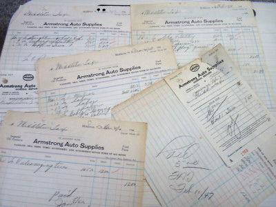 10 Sales Bills Armstrong Auto Supply Imperial Oil & Ford Parts Middleton 1947