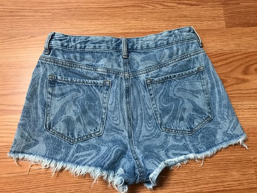Pacsun Jean Denim Shorts Womens 28 High Rise Festival Printed Cut Off Blue - Picture 8 of 8