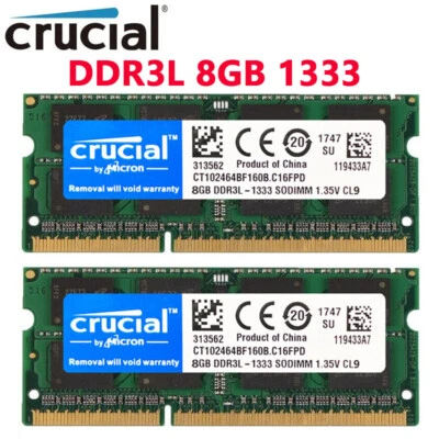 CRUCIAL DDR3L 16 GB (2 x 8 GB) 1333 MHz PC3L-10600 computer portatile memoria SODIMM RAM 204p