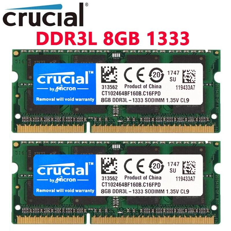 CRUCIAL DDR3L 16GB (2 x 8 GB) 1333MHz PC3L-10600 Laptop SODIMM-Speicher RAM 204p