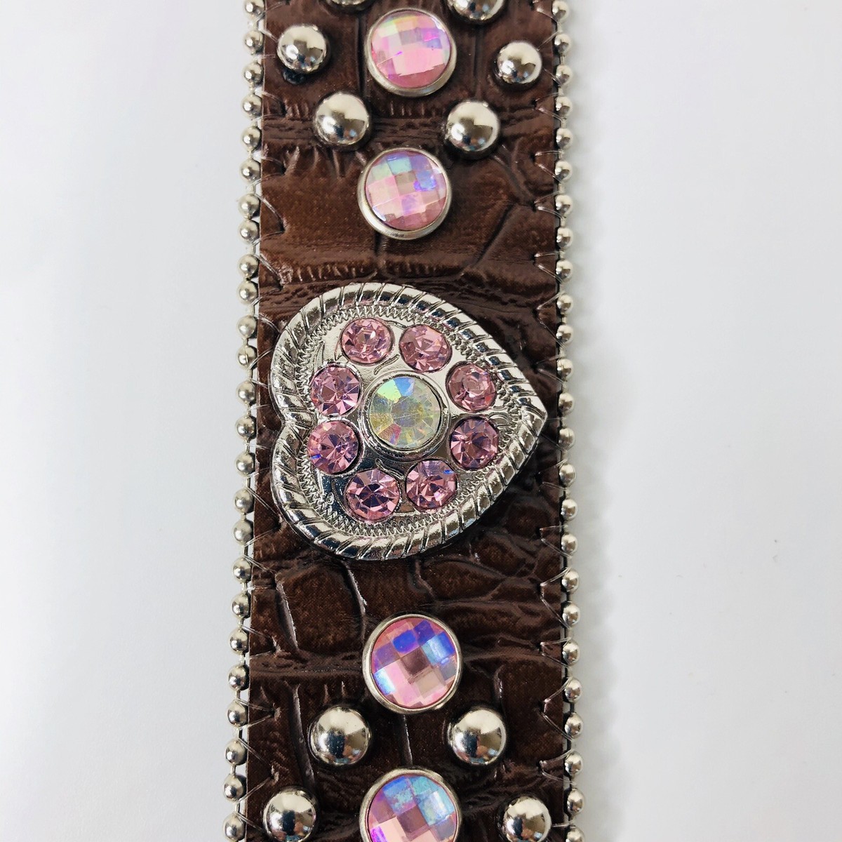 Western Belt Pink Heart & Stud Bling Embellished Buckle 26  display picture 1