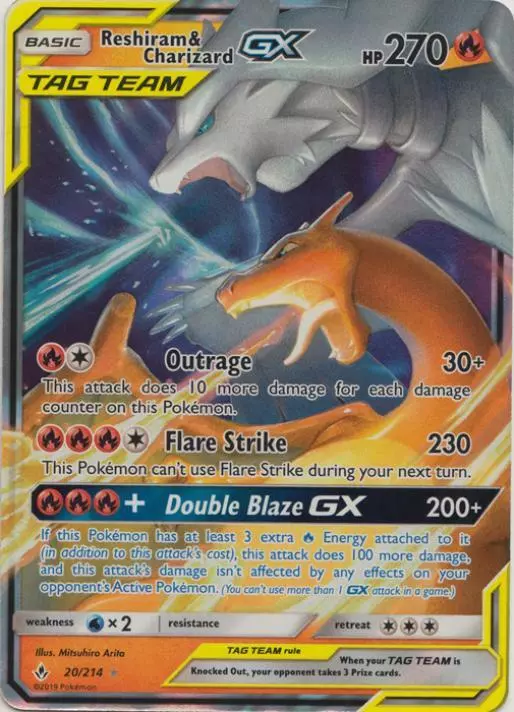 Reshiram Charizard GX 20/214 Tag Team Pokemon Unbroken