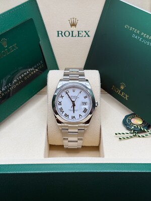 Rolex Datejust 41 NEW 2025 White Roman Dial Stainless Steel Smooth Bezel Oyster