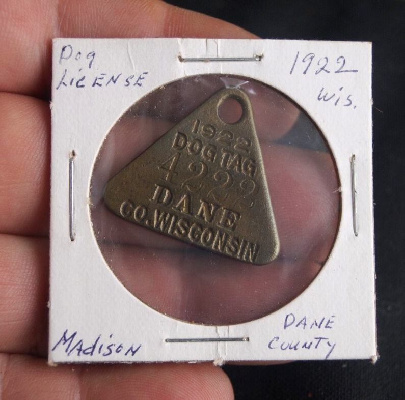 7 Antique 1922 - 1929 Bronze Copper Nickel Dog License Tax Tags Token ...