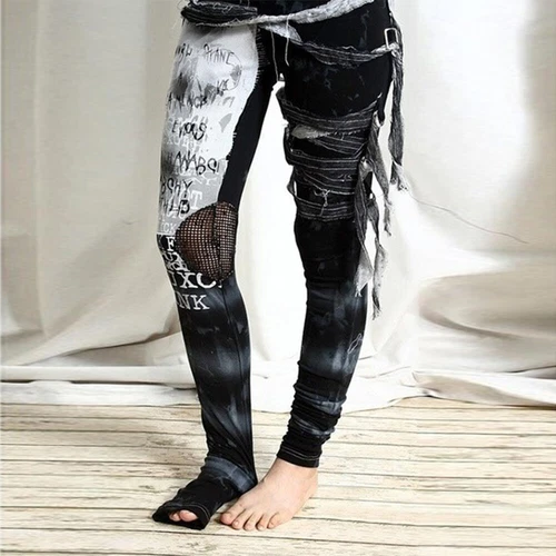 Damen Steampunk Gothic Hosen Kariert Cargohose Freizeithose Leggings Cosplay DE* - Bild 8 von 13