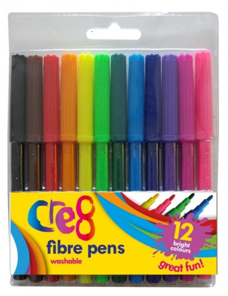Vibrant 12-Color Fiber Tip Marker Set for Artistic Creations-image