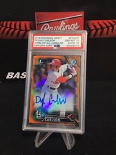 2016 Bowman Draft Chrome Dylan Carlson Orange Refractor Auto 1/25 PSA 10/10