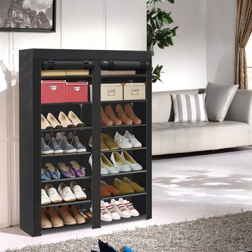 ERONE Shoe Rack Storage Organize, 28 Pairs Portable Double Row with Nonwoven Fab - Picture 6 of 8