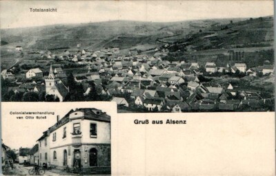 AK GRUSS AUS ALSENZ DONNERSBERG KR. KOLONIALWARENHAMDLUNG OTTO SPIEß 2 BILD 1910