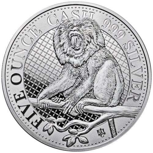 Srebrna moneta Barmoffe India Wildlife 2023 - Święta Helena - w etui - 5 uncji ST - Zdjęcie 1 z 6