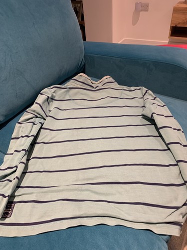 CREW CLOTHING Womens Zip Neck Sweatshirt UK 16 Navy Blue/light Green/blueStripe - Picture 2 of 4