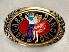 NEW Country Music SQUARE DANCING Solid Brass BELT BUCKLE Heritage USA Oval Dance