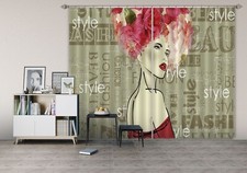 3D Fashion Girl ZHUA3383 Photo Curtain Window Blockout Fabric Amy 2023
