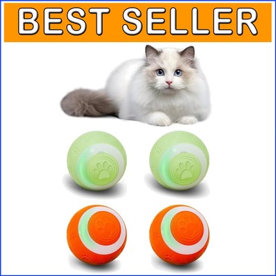 Smart Rolling Cat Toy Balls - Rechargeable 4 Pack for Active Indoor Fun