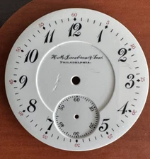 VINTAGE 16 SIZE ILLINOIS PRIVATE LABEL POCKET WATCH PORCELAIN DOUBLE SUNK DIAL