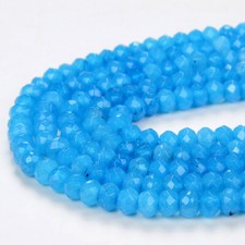 4X3MM Sky Blue Jade Gemstone Grd AAA Faceted Rondelle 13.5 inch 80009513-P38 
