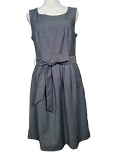H & M Gray Tweed Sleeveless Work Career Dress w/Pockets Size 8
