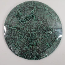 Composite Malachite Gravel Resin Mayan or Aztec Calendar 3D Relief Art 11.5" - C