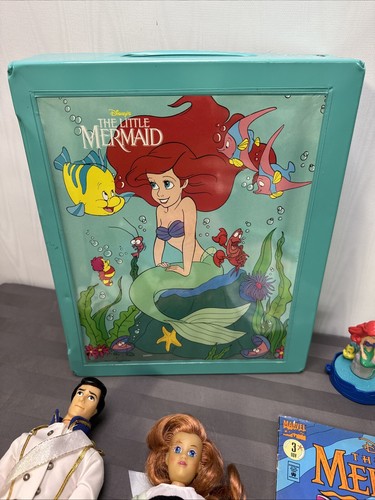VTG Lot-1991 Tyco Disney Little Mermaid Ariel Eric Dolls Case-Dinner At Palace - Picture 2 of 10