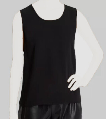 $150 Caroline Rose Womens Black Solid Scoop Neck Sleeveless Tank Top Size Medium