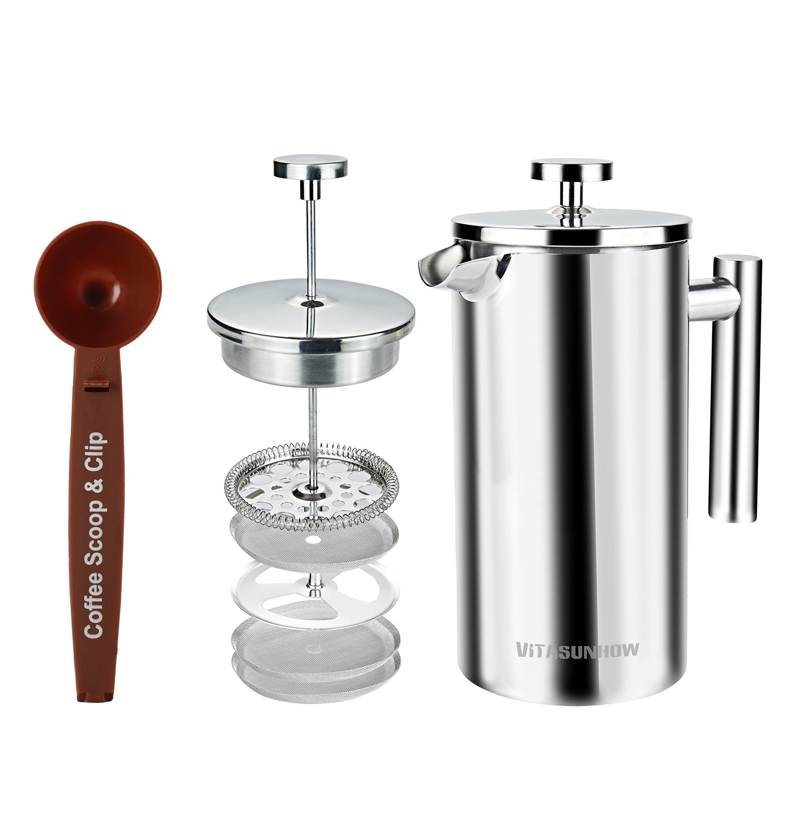 Coffee Maker Stainless Steel Double-wall Metal 3 Level