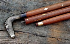 Antique Style Victorian Cane Wooden Walking Stick Vintage Brass Handle Gift Item