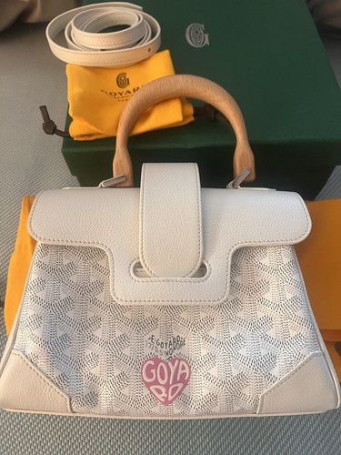 Goyard Saigon Souple Mini White Goyardine Canvas & Leather Bag - New w/ Box