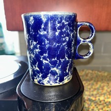 Bennington Pottery Vermont 1340 Coffee Mug Blue Marble Trigger Handle