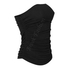 WOMENS STRAPLESS TUBE TOP LADIES SIDE RUCHED BOOBTUBE STRETCH BANDEAU SHIRT TOPS