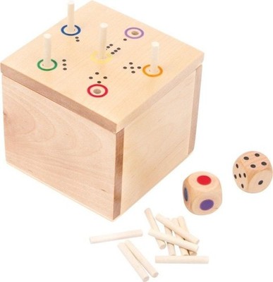 small foot 6558 - Würfelspiel 6 raus in der Box, Holz, Steckspiel,