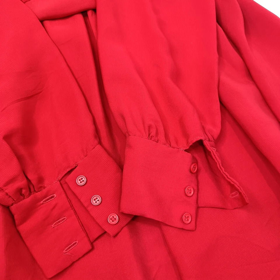 Hi There by Karen Walker Silk Longsleeve Dress Size 8 Red - image 3 of 4