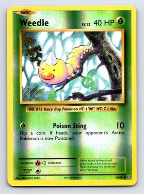 Weedle 5/108 Common Evolutions Pokemon Reverse Holo Lightly Played