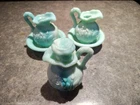 Lot Of 3 Vintage Avon Jadeite Green Milk Glass Swirl Pitcher Decanter with Bowls