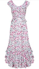 Grace Karin Women's Pink Floral Summer Dress Flowers Long Glowy Maxi Size M