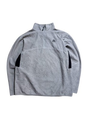 Nike ACG Vintage Fleece Pullover 1/4 Zip Troyer Sweater Gray Grau Size L