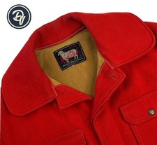 1950's Large WOOLRICH Solid Red Wool Mackinaw Hunting Coat Made USA