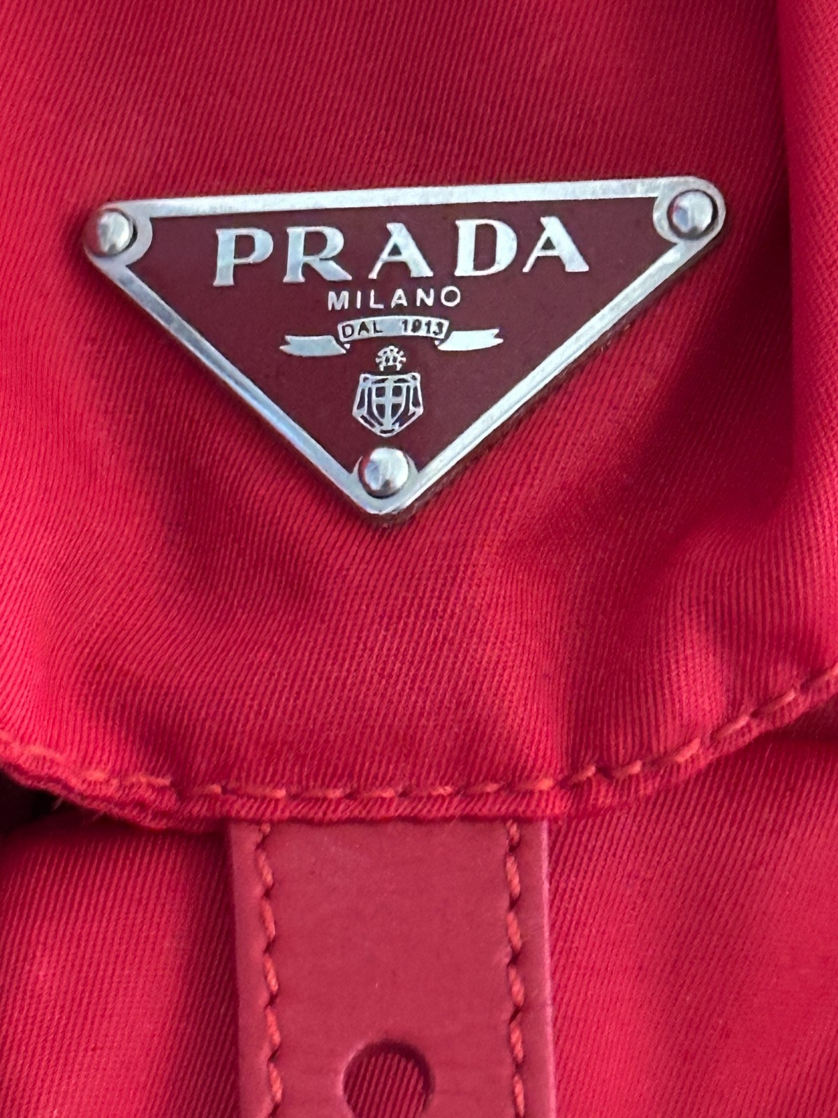 Prada RED Double Front Pocket Backpack Tessuto Me… - image 4