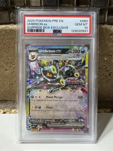 Pokemon Prismatic Evolutions Umbreon ex 060/131 Surprise Box Stamped, PSA 10