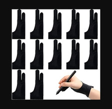 12 Pcs Drawing Glove Artist Glove for Drawing Tablet Two Fingers for Left Rig...