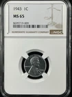 1943 1C  Lincoln Wheat One Cent NGC MS65   8699719-009
