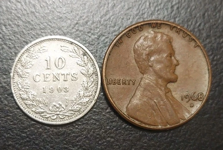 1903 Netherlands 10 Cents Old Silver XF+ Cleaned Coin Queen Wilhelmina KM 135 - Image 3 of 3