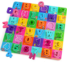 Wooden Alphabet Puzzles Ages 3-5, Alphabet and Number Puzzle with ABC Learning f